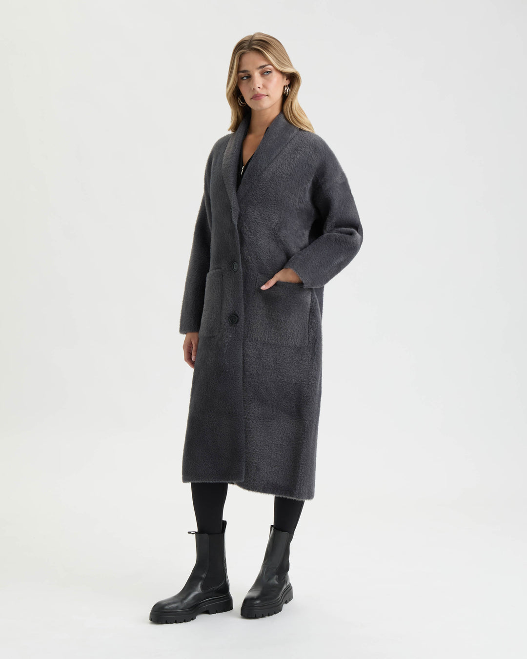 Longline Oversize Coatigan with Shawl Collar