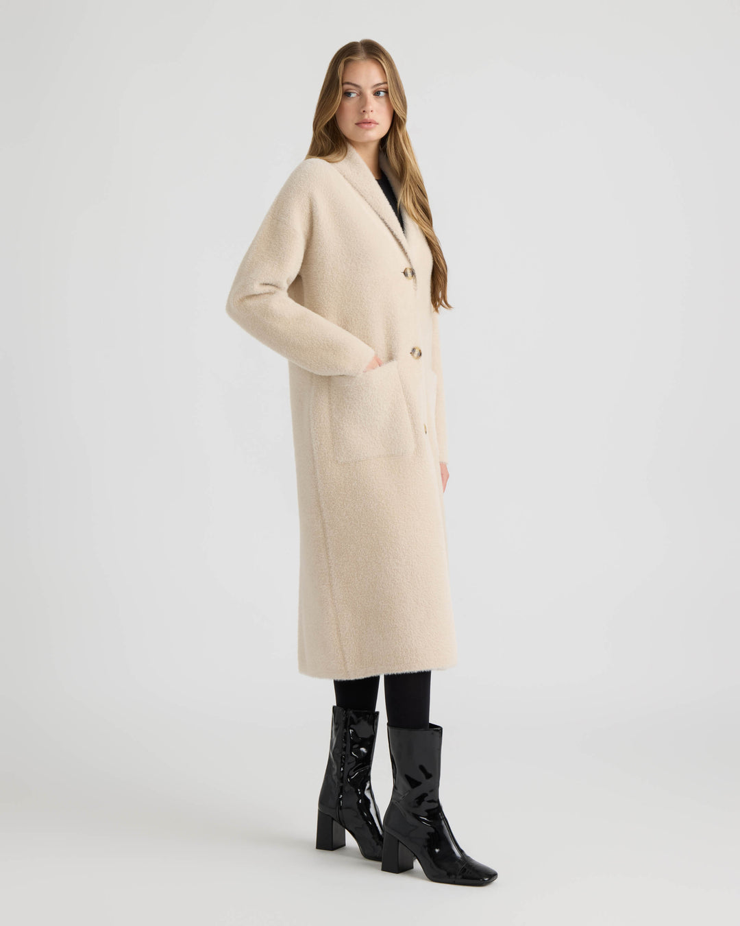Longline Oversize Coatigan with Shawl Collar