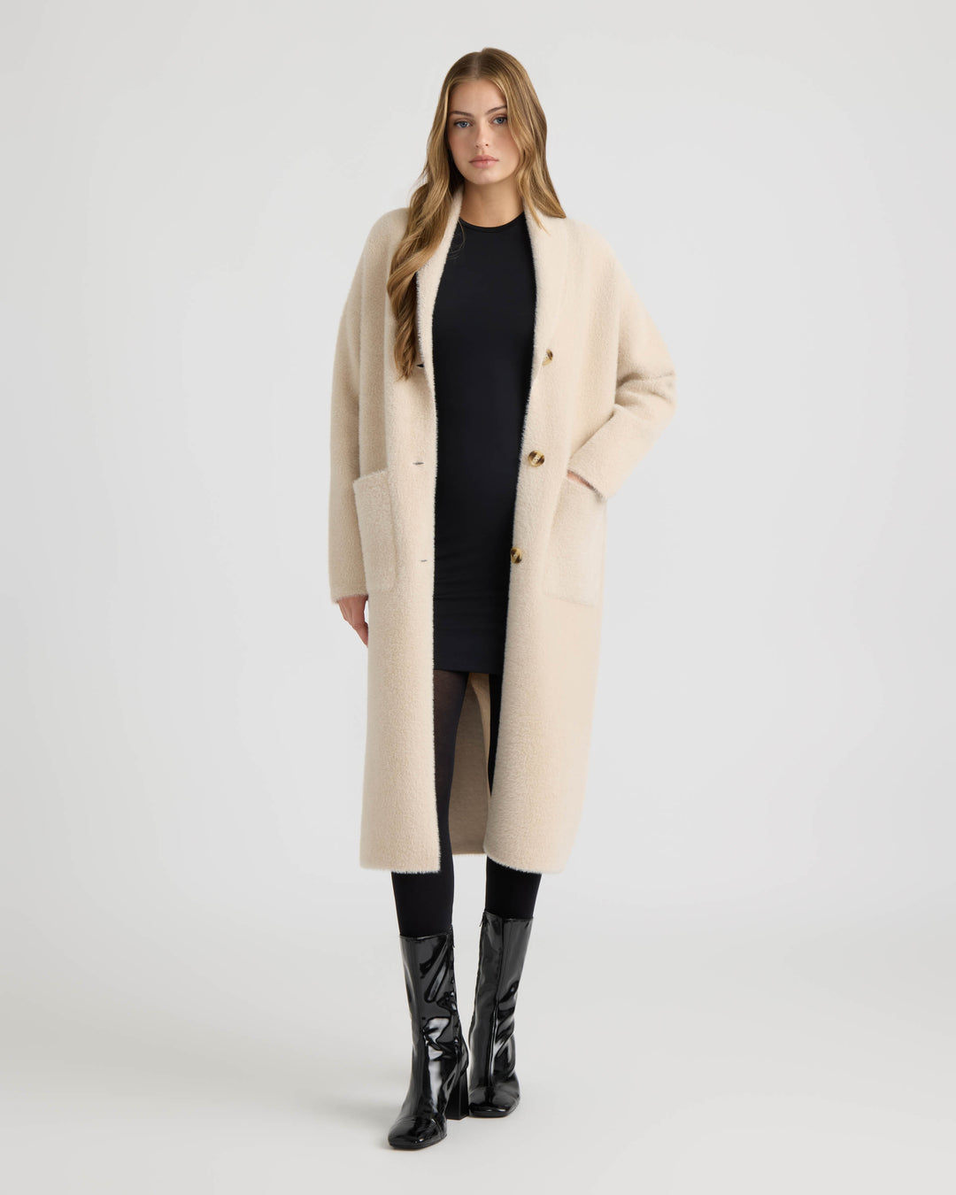 Longline Oversize Coatigan with Shawl Collar