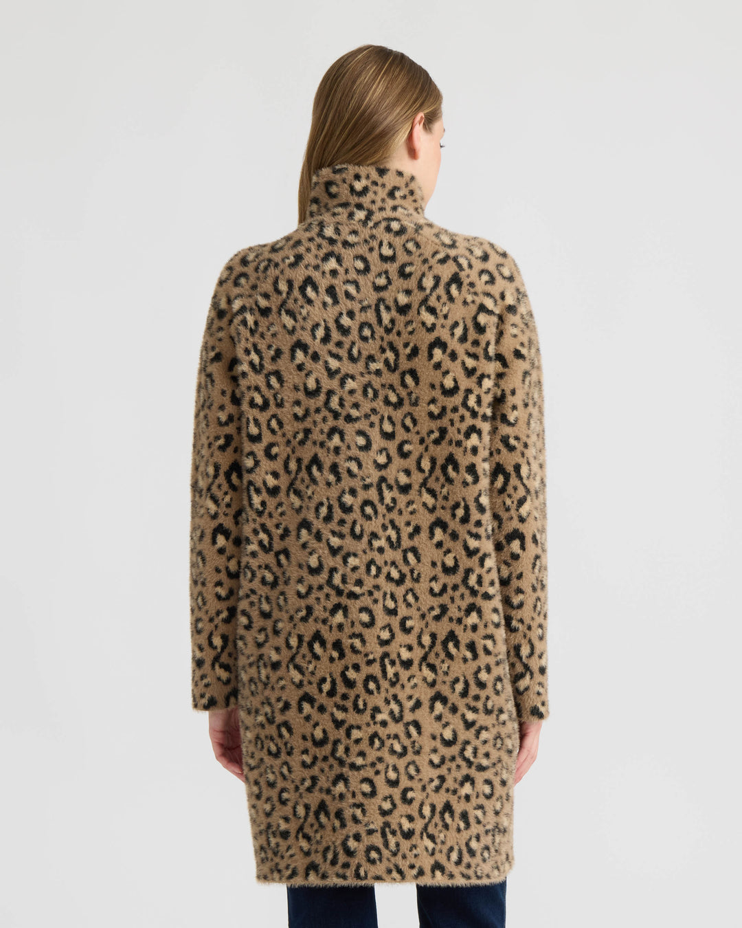 Eyelash Patterned Coatigan with Stand Collar