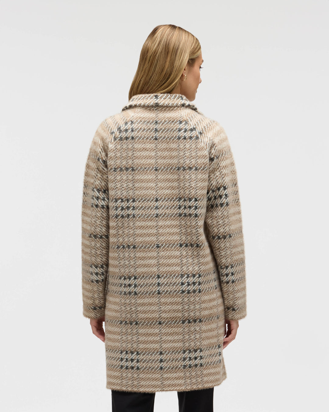 Eyelash Patterned Coatigan with Stand Collar