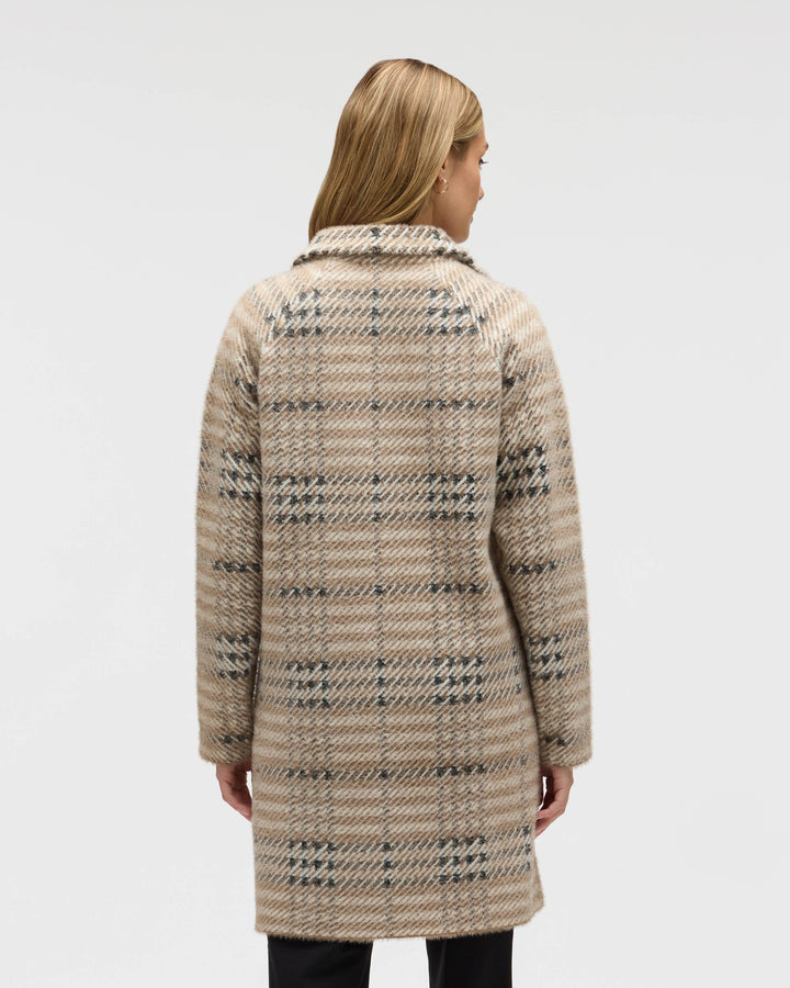 Eyelash Patterned Coatigan with Stand Collar
