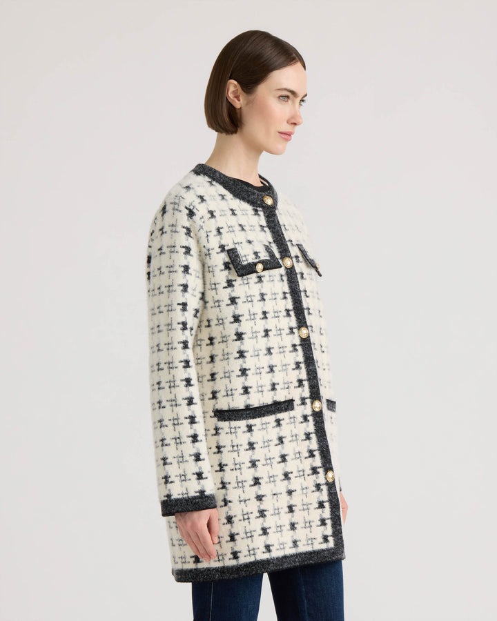 Eyelash Vintage Plaid Jacket with Contrast Edge