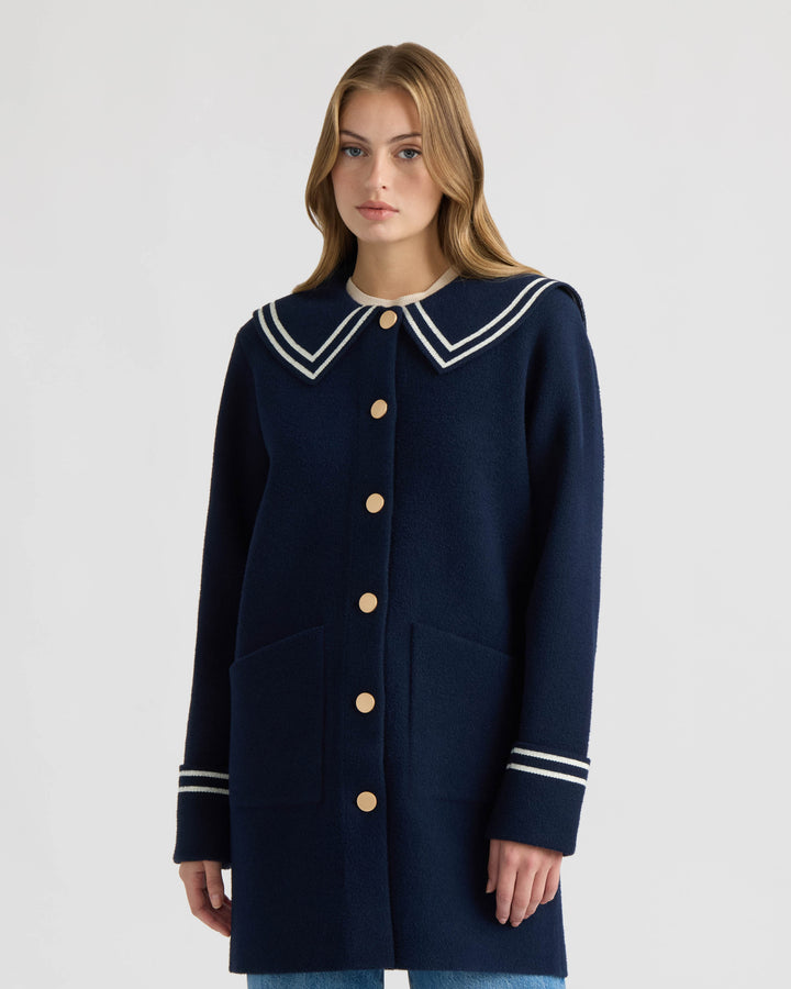 Mink Eyelash Sailor Collar Coatigan