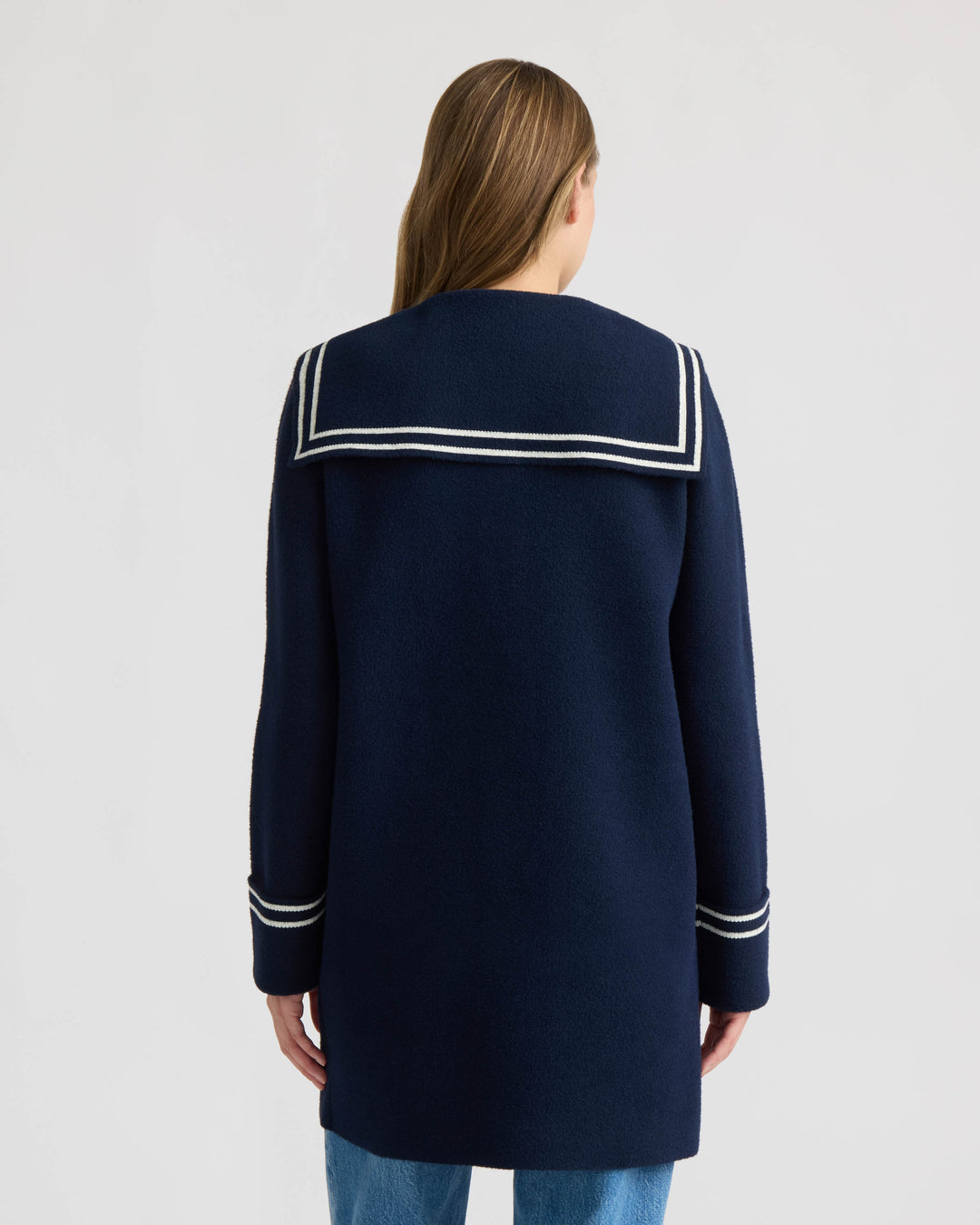Mink Eyelash Sailor Collar Coatigan