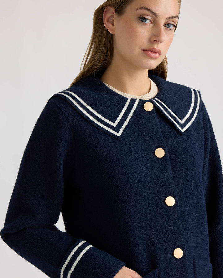 Mink Eyelash Sailor Collar Coatigan