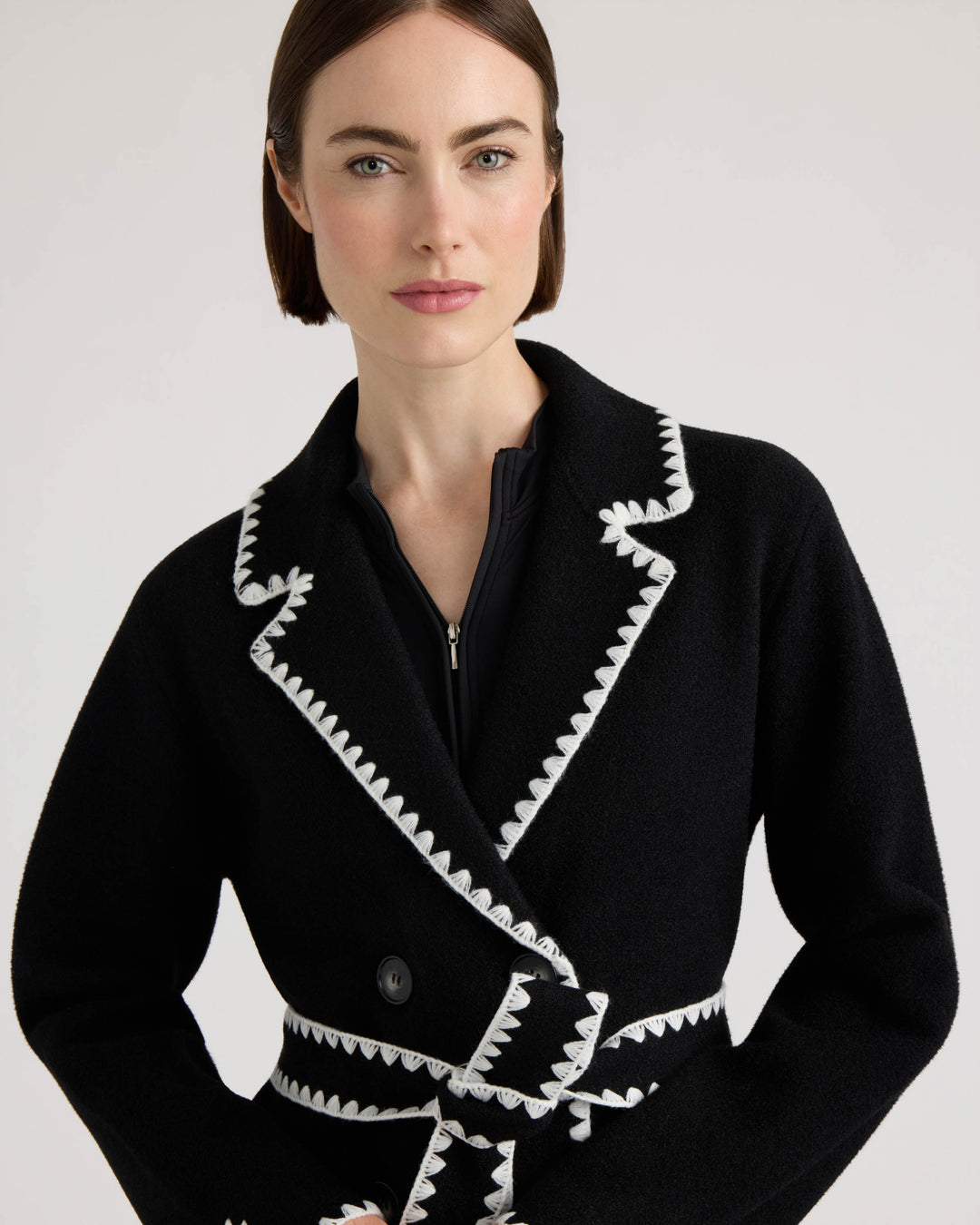 Mink Eyelash Coatigan with Whipstitch Detailing