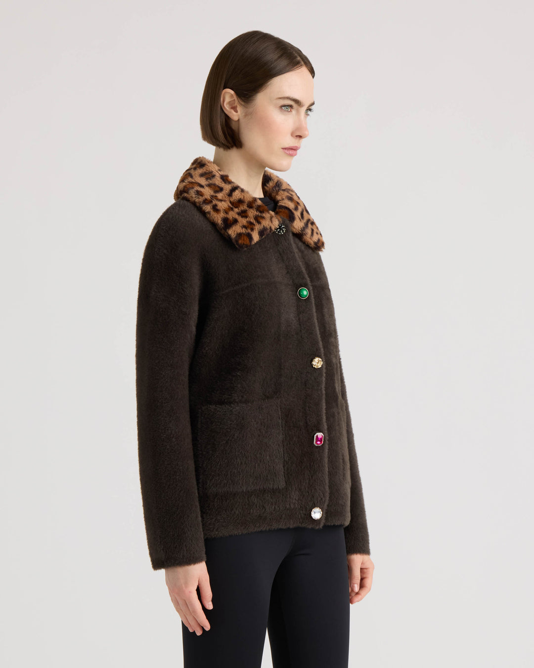 Eyelash Cropped Coatigan with Faux Fur Collar