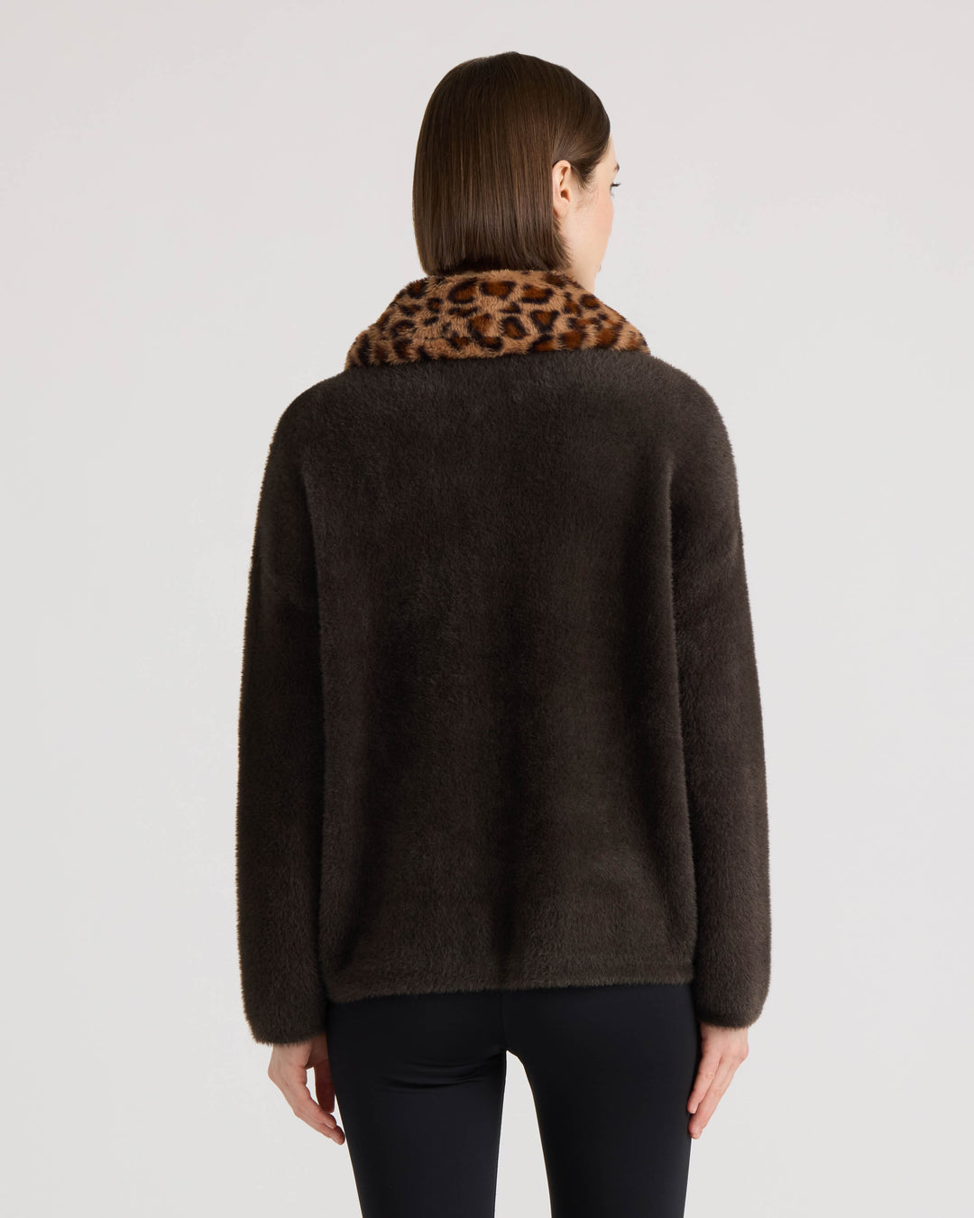 Eyelash Cropped Coatigan with Faux Fur Collar