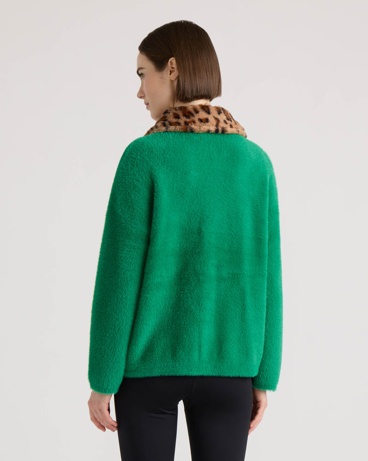Eyelash Cropped Coatigan with Faux Fur Collar