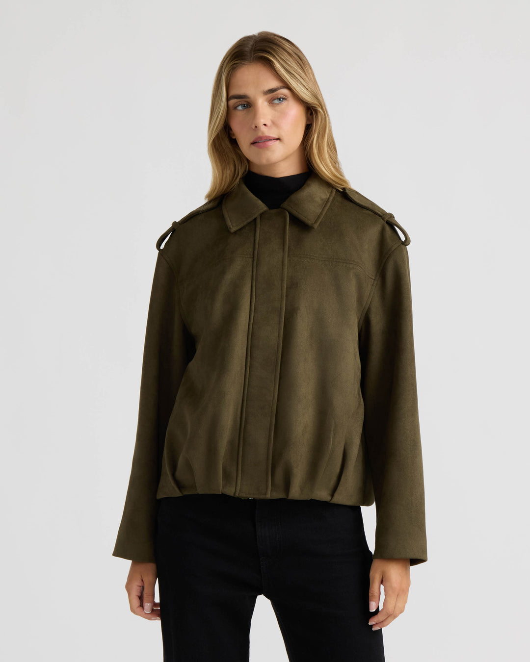 Bomber Jacket with Hem Pleats