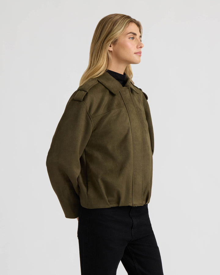 Bomber Jacket with Hem Pleats