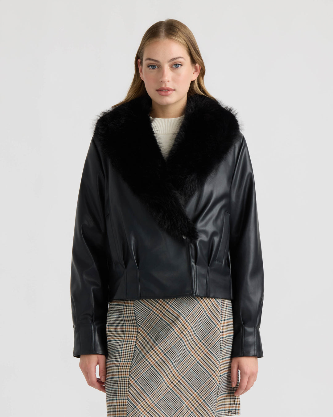 Bomber Jacket with Faux Fur Collar