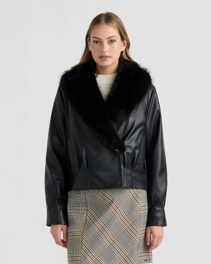 Bomber Jacket with Faux Fur Collar