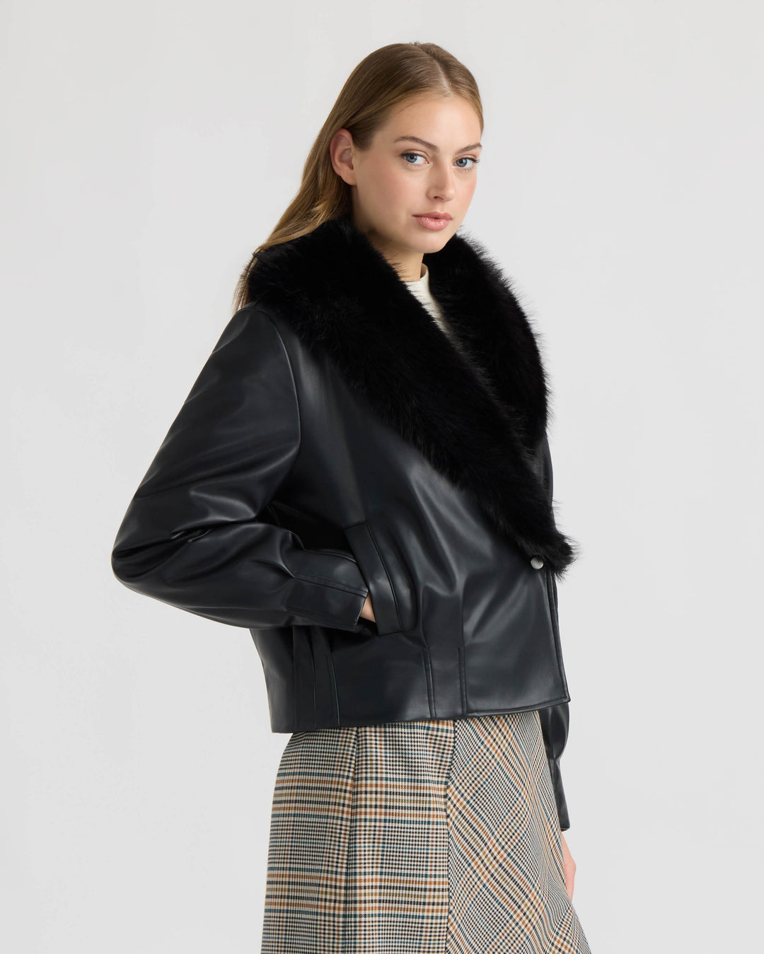 Bomber Jacket with Faux Fur Collar
