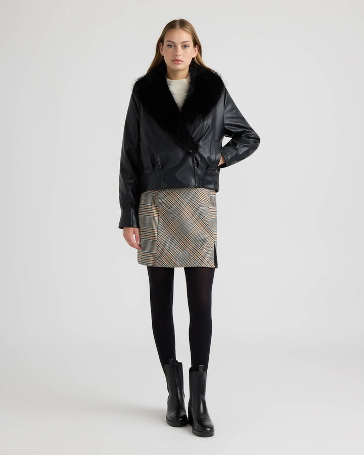 Bomber Jacket with Faux Fur Collar