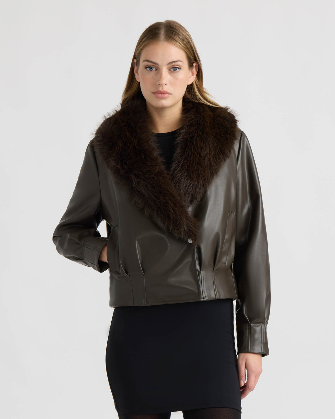Bomber Jacket with Faux Fur Collar