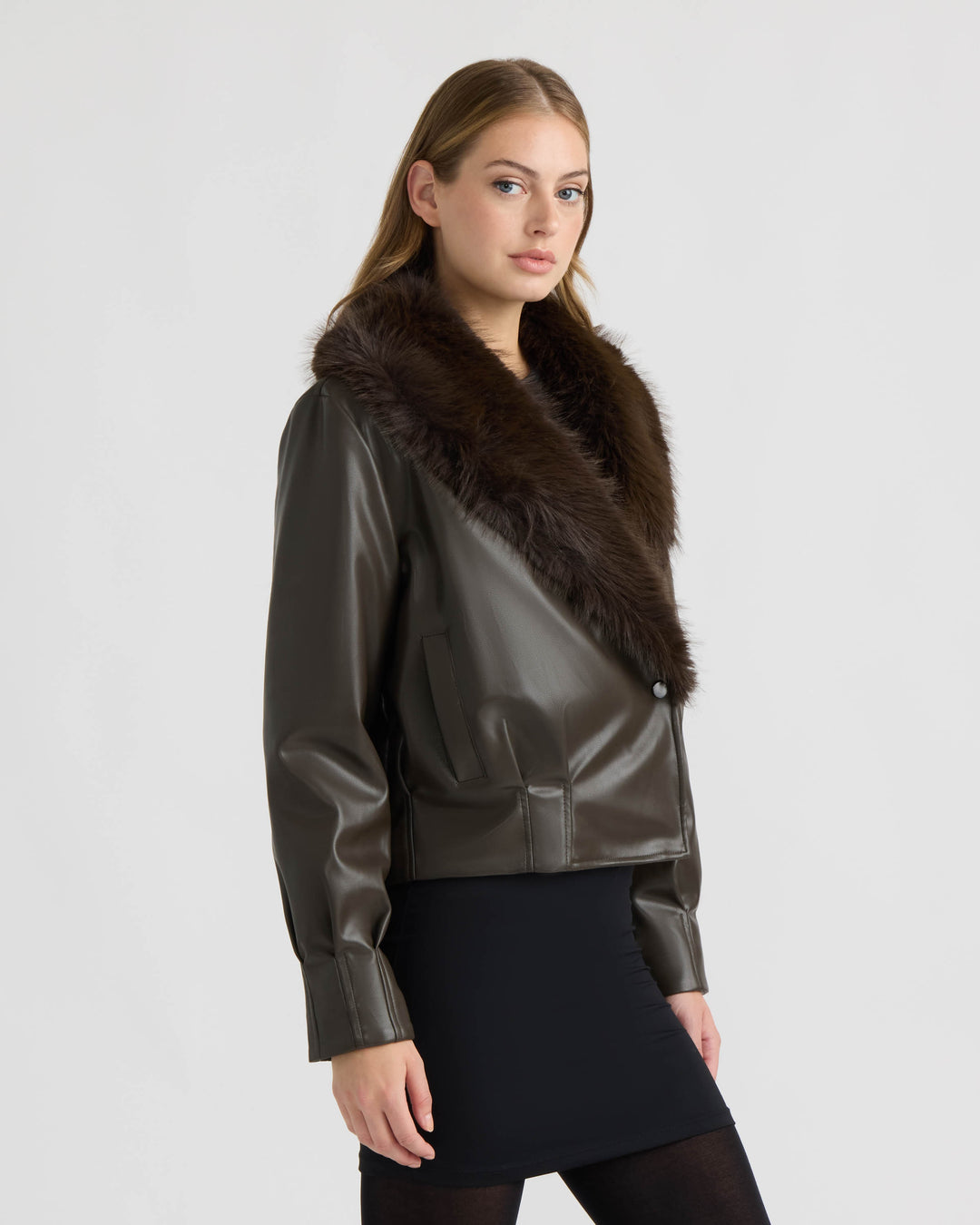 Bomber Jacket with Faux Fur Collar