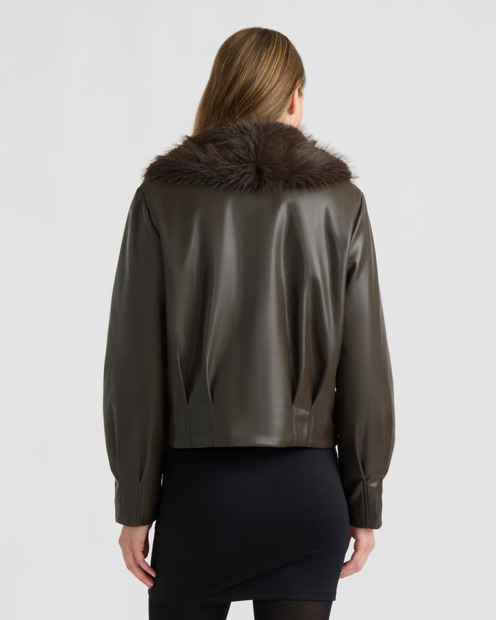 Bomber Jacket with Faux Fur Collar