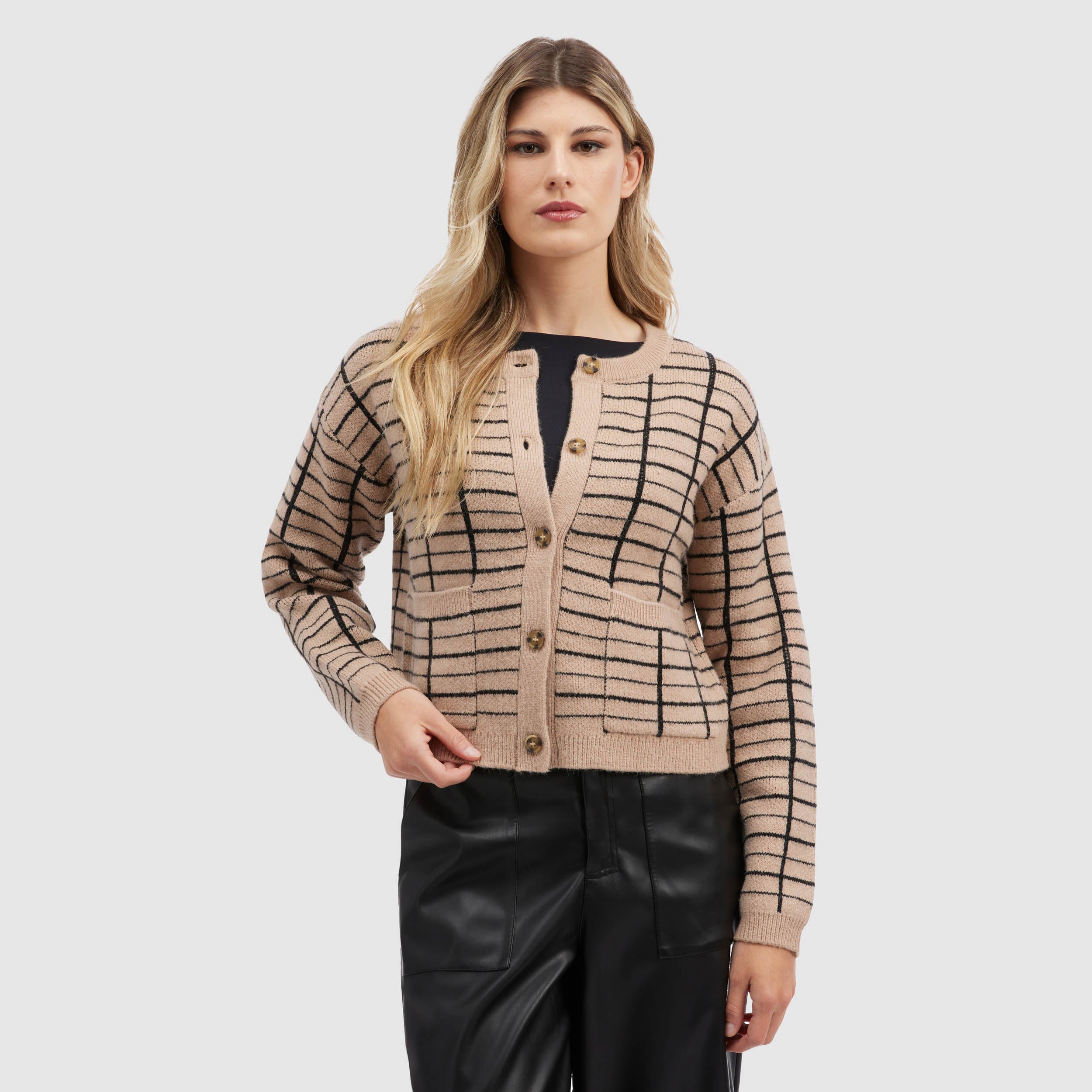 NVLT Women's Windowpane Cardigan