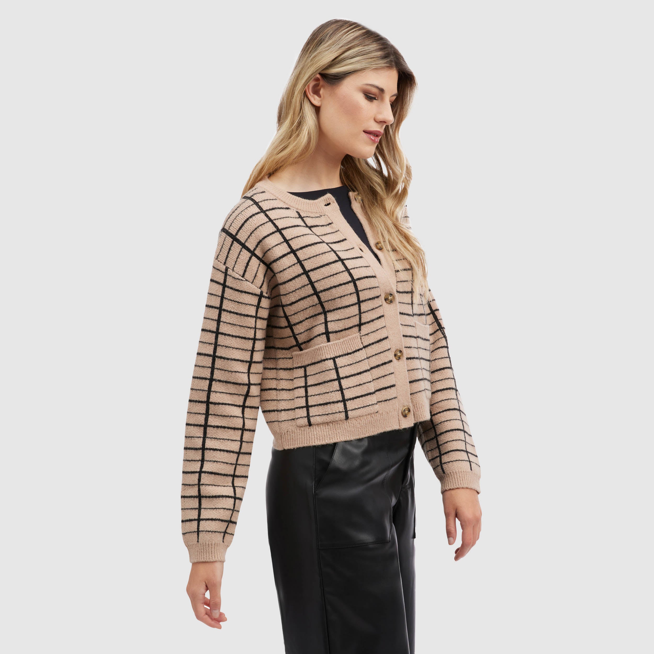 NVLT Women's Windowpane Cardigan