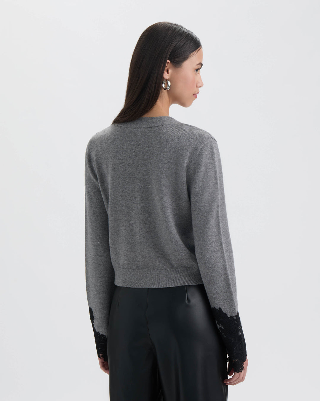 Button Front Cardigan with Lace