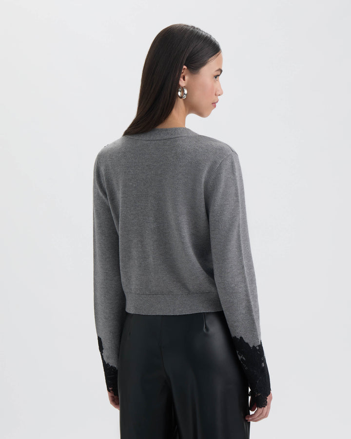 Button Front Cardigan with Lace