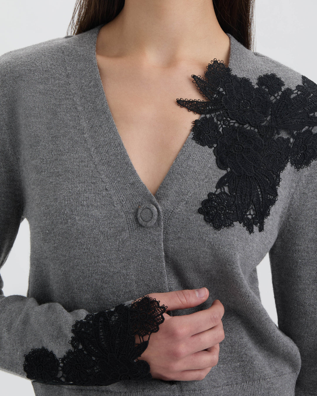 Button Front Cardigan with Lace