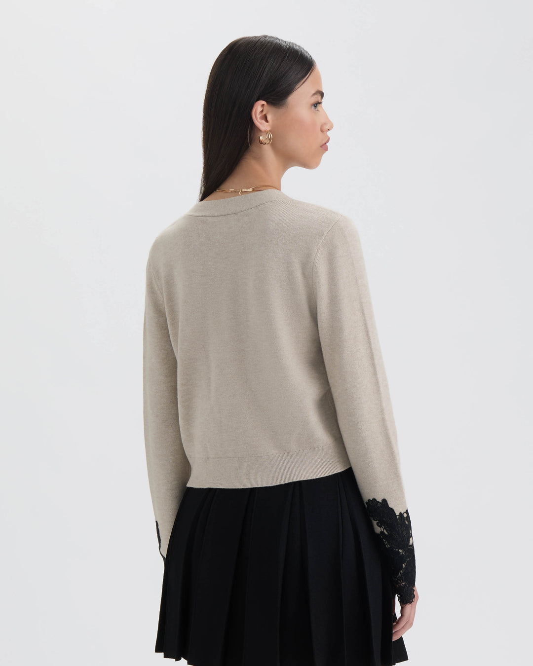 Button Front Cardigan with Lace