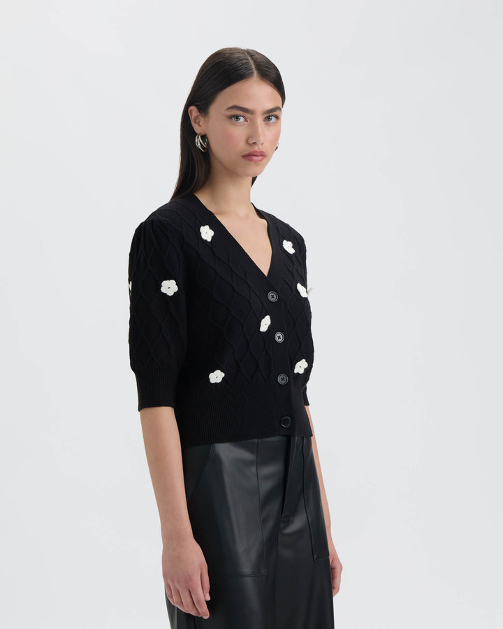 Flower Cable Cardigan