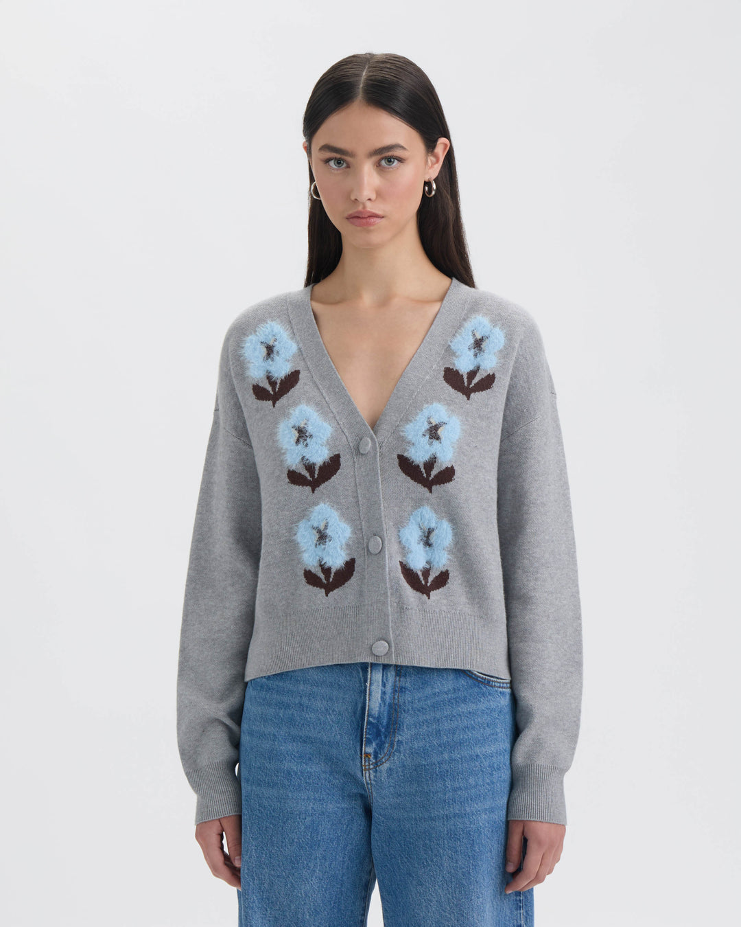 V-Neck Jacquard Cardigan