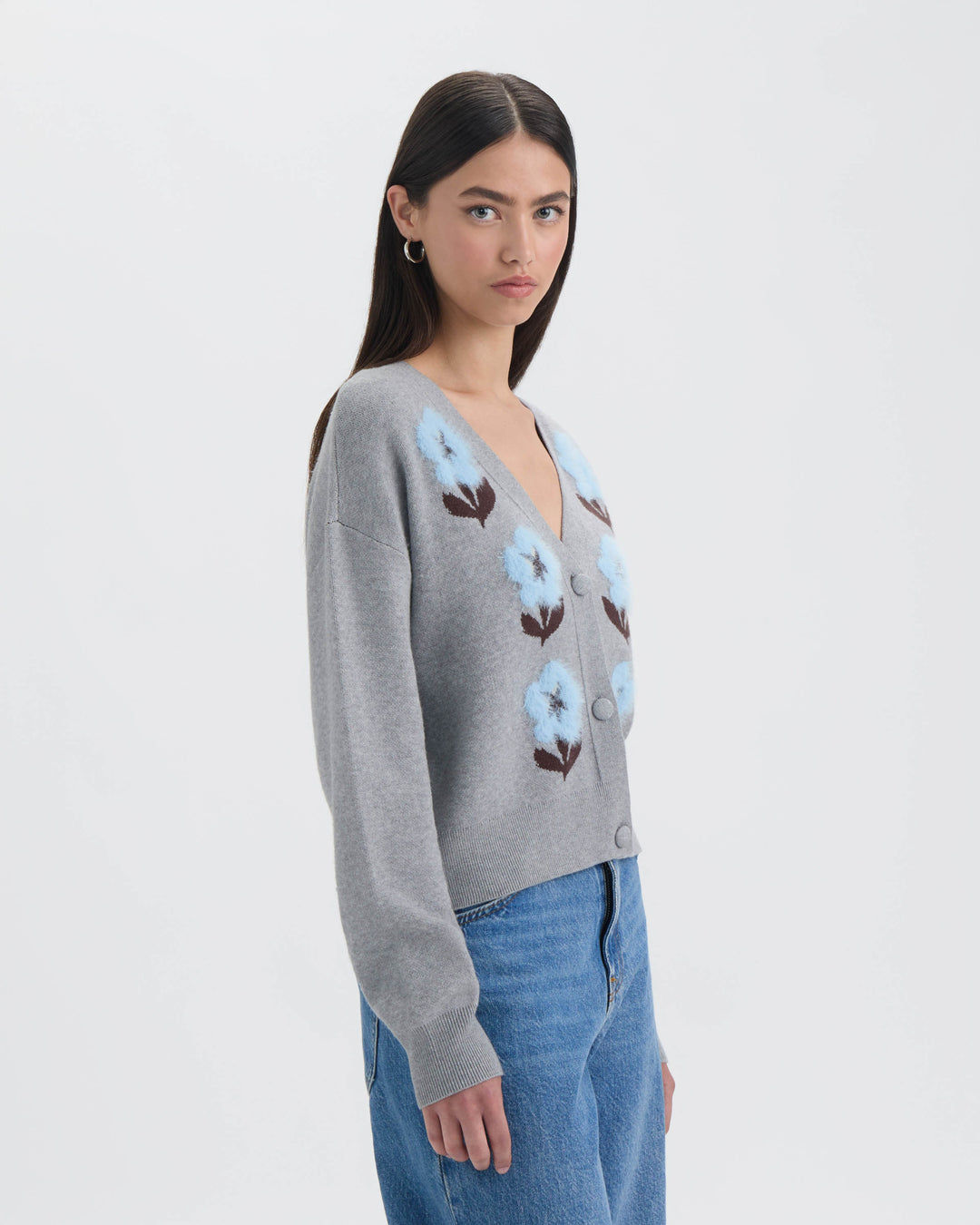 V-Neck Jacquard Cardigan