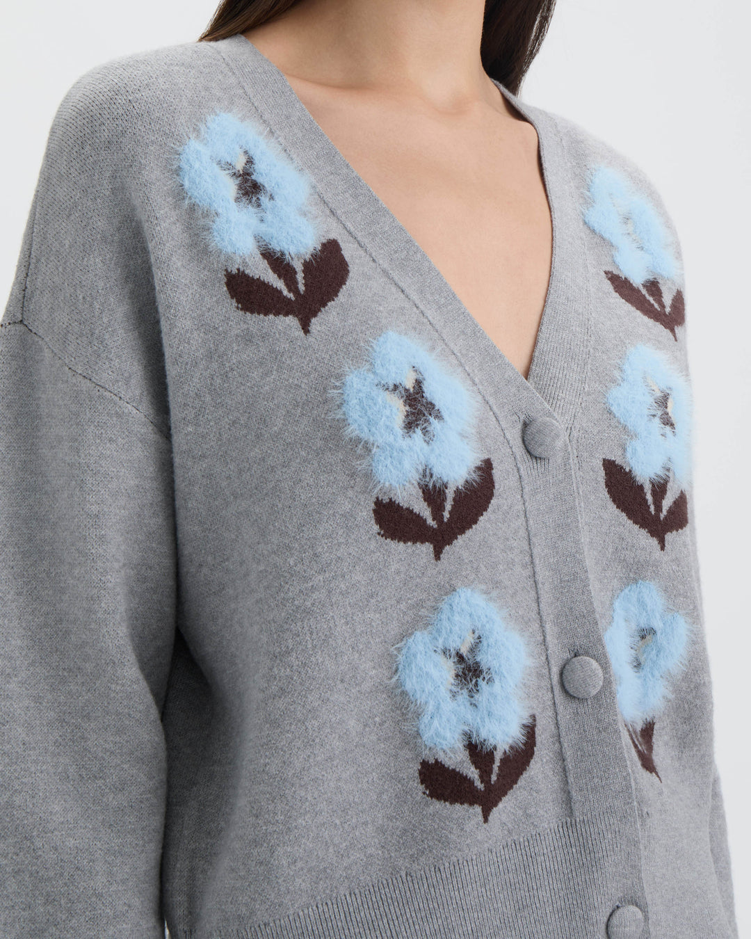 V-Neck Jacquard Cardigan