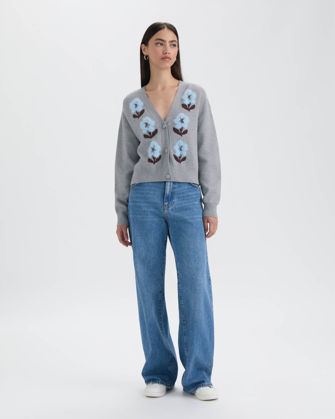 V-Neck Jacquard Cardigan