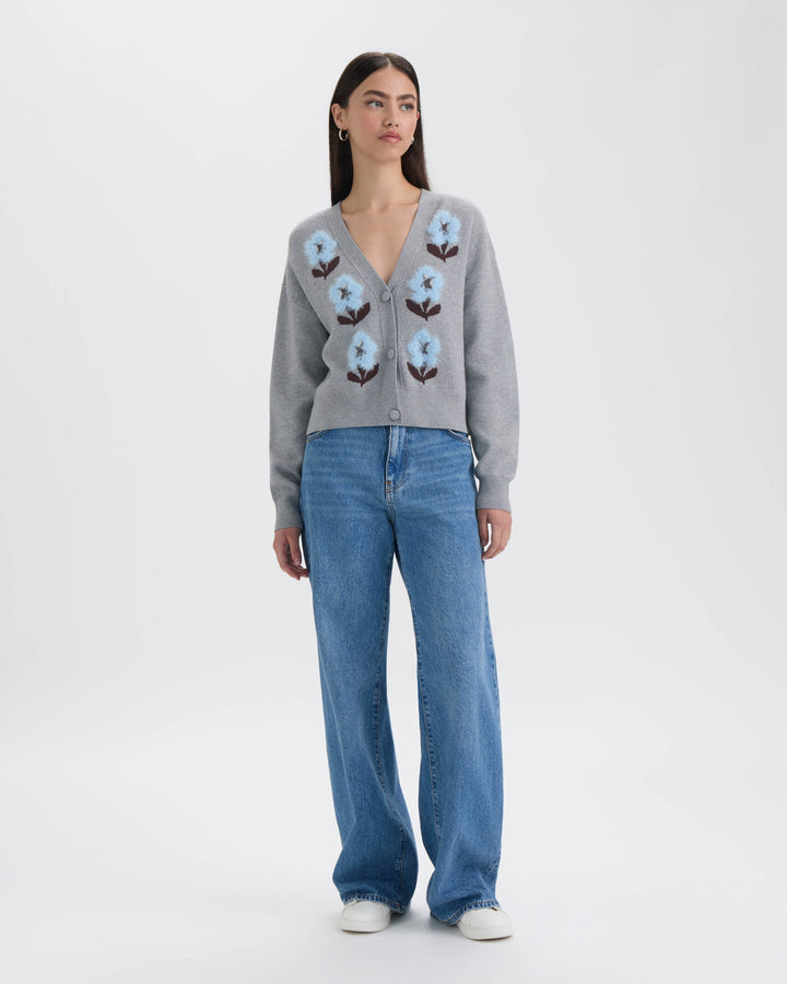 V-Neck Jacquard Cardigan
