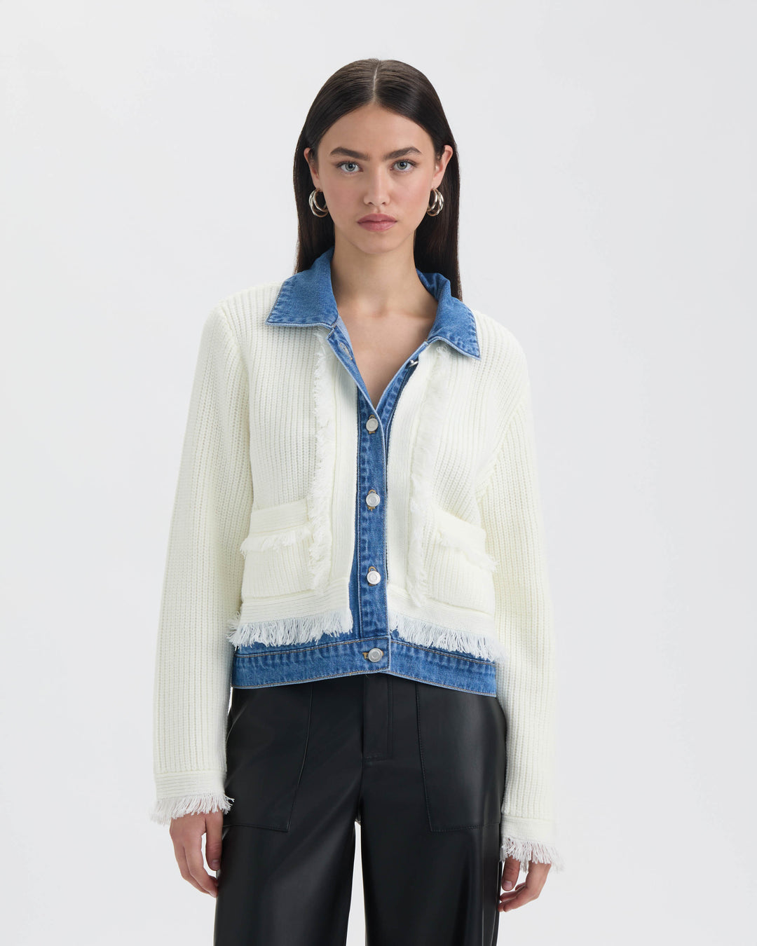 Denim Cardigan with Fringe