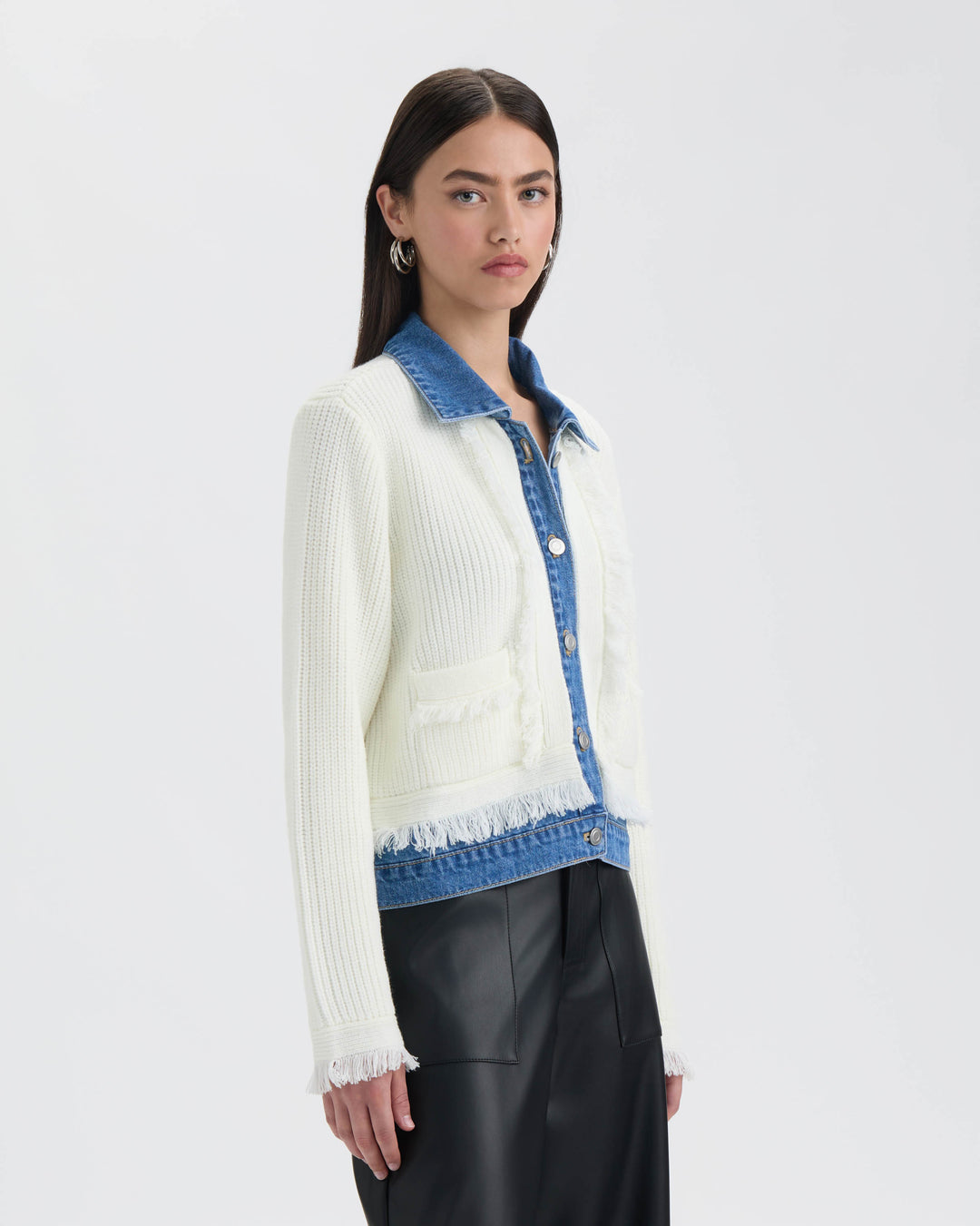 Denim Cardigan with Fringe