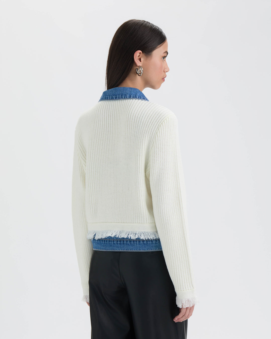 Denim Cardigan with Fringe