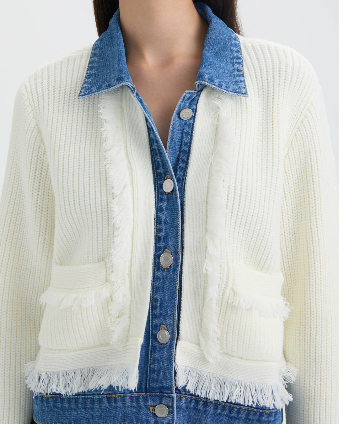 Denim Cardigan with Fringe