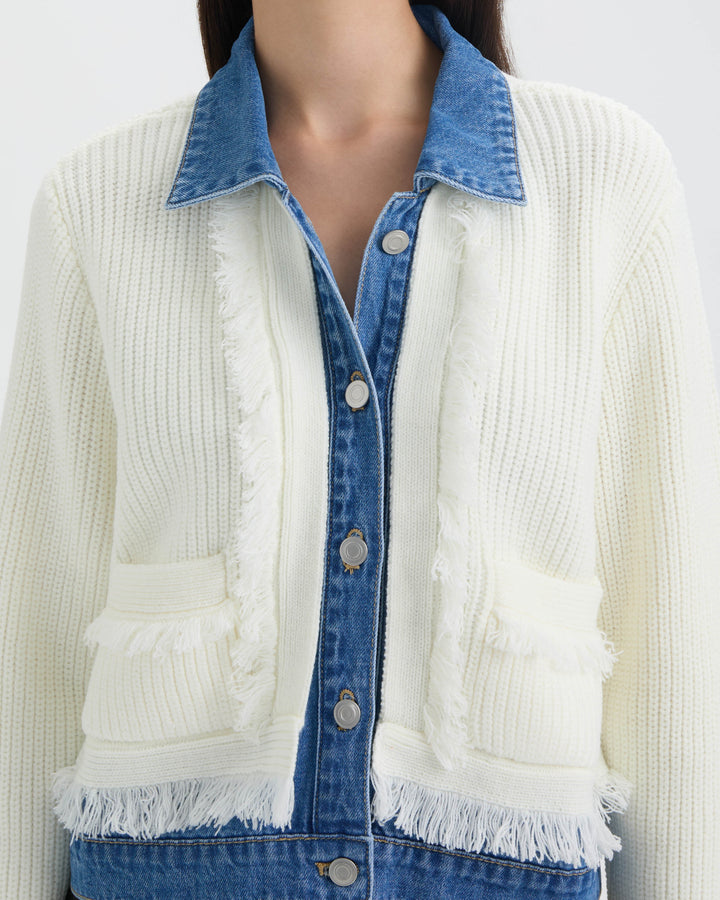 Denim Cardigan with Fringe