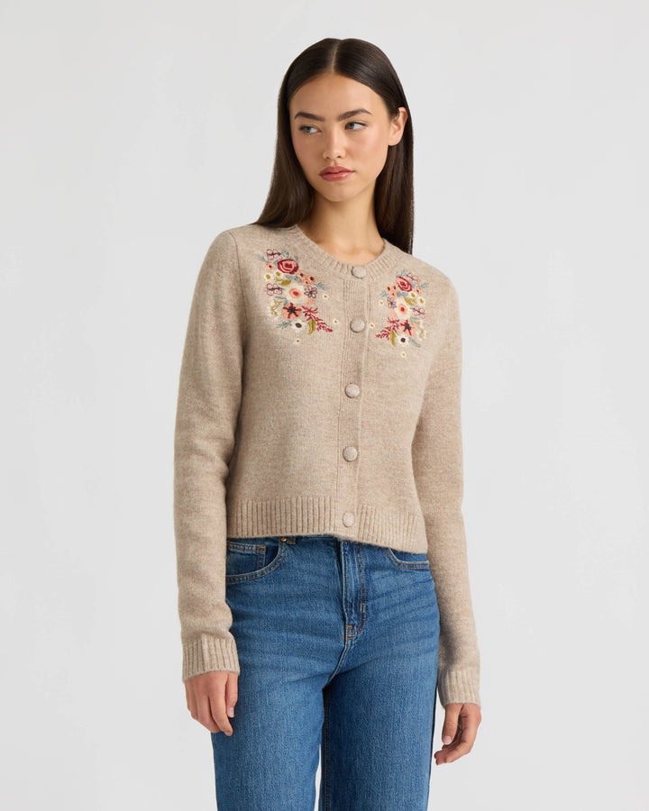 Cardigan with Placement Embroidery