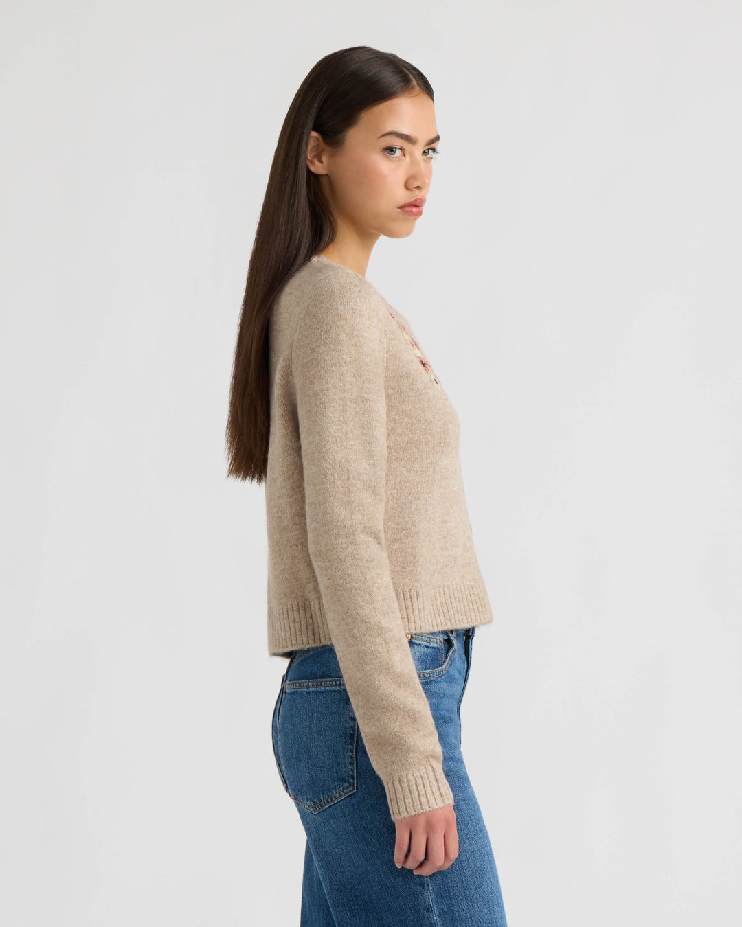 Cardigan with Placement Embroidery