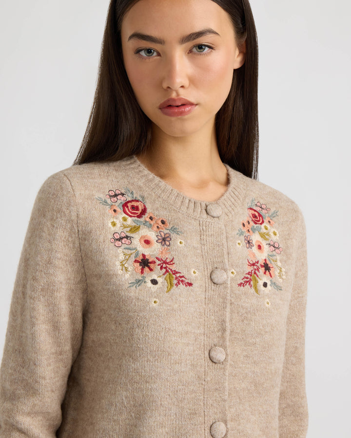 Cardigan with Placement Embroidery