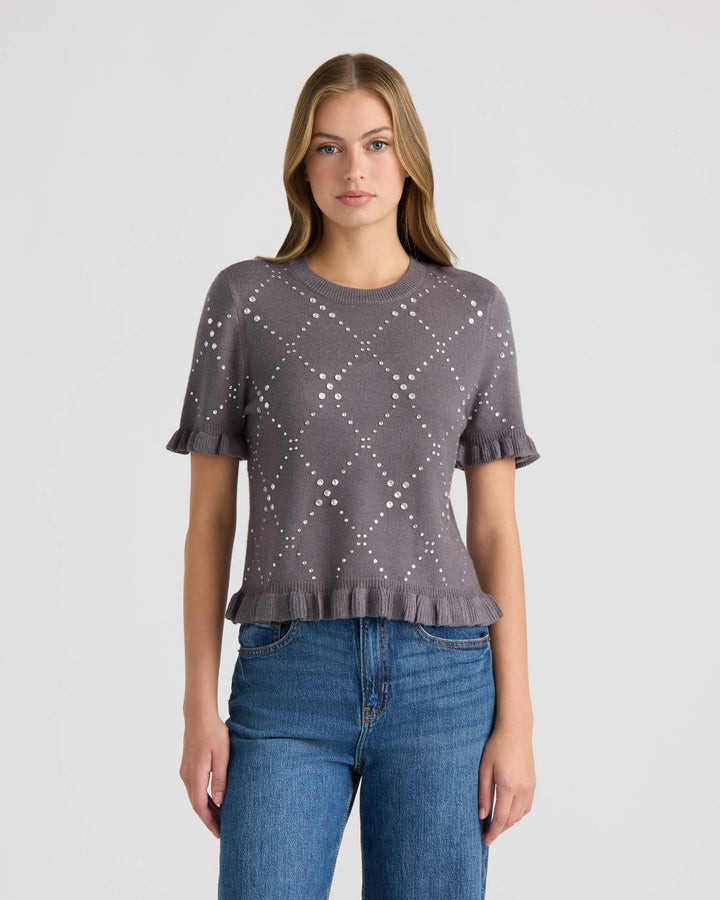 Crew Neck Sweater with Ruffles