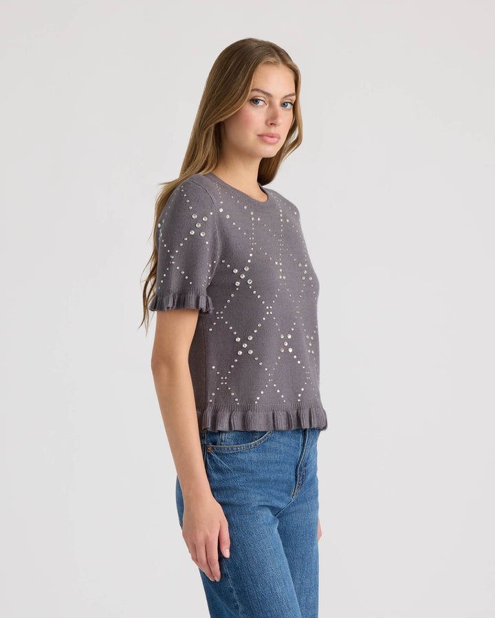 Crew Neck Sweater with Ruffles