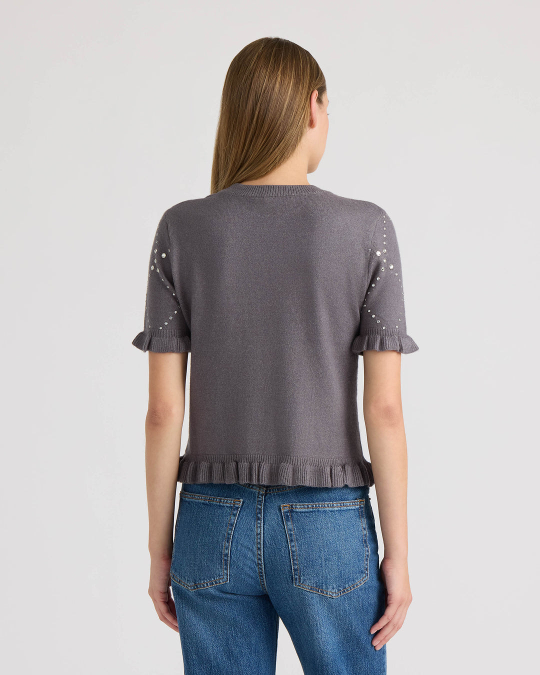 Crew Neck Sweater with Ruffles