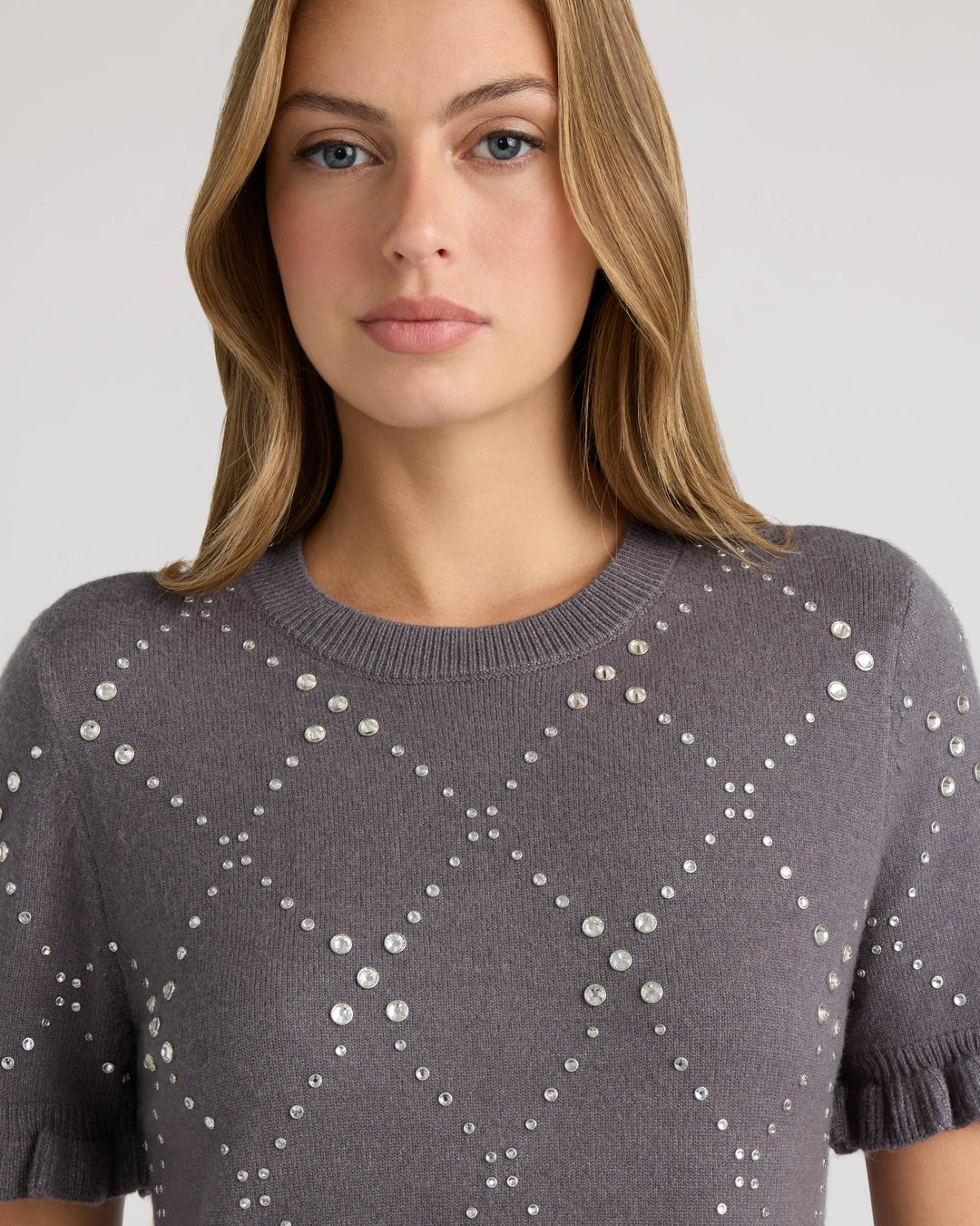 Crew Neck Sweater with Ruffles