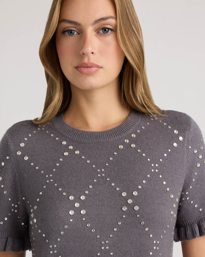 Crew Neck Sweater with Ruffles