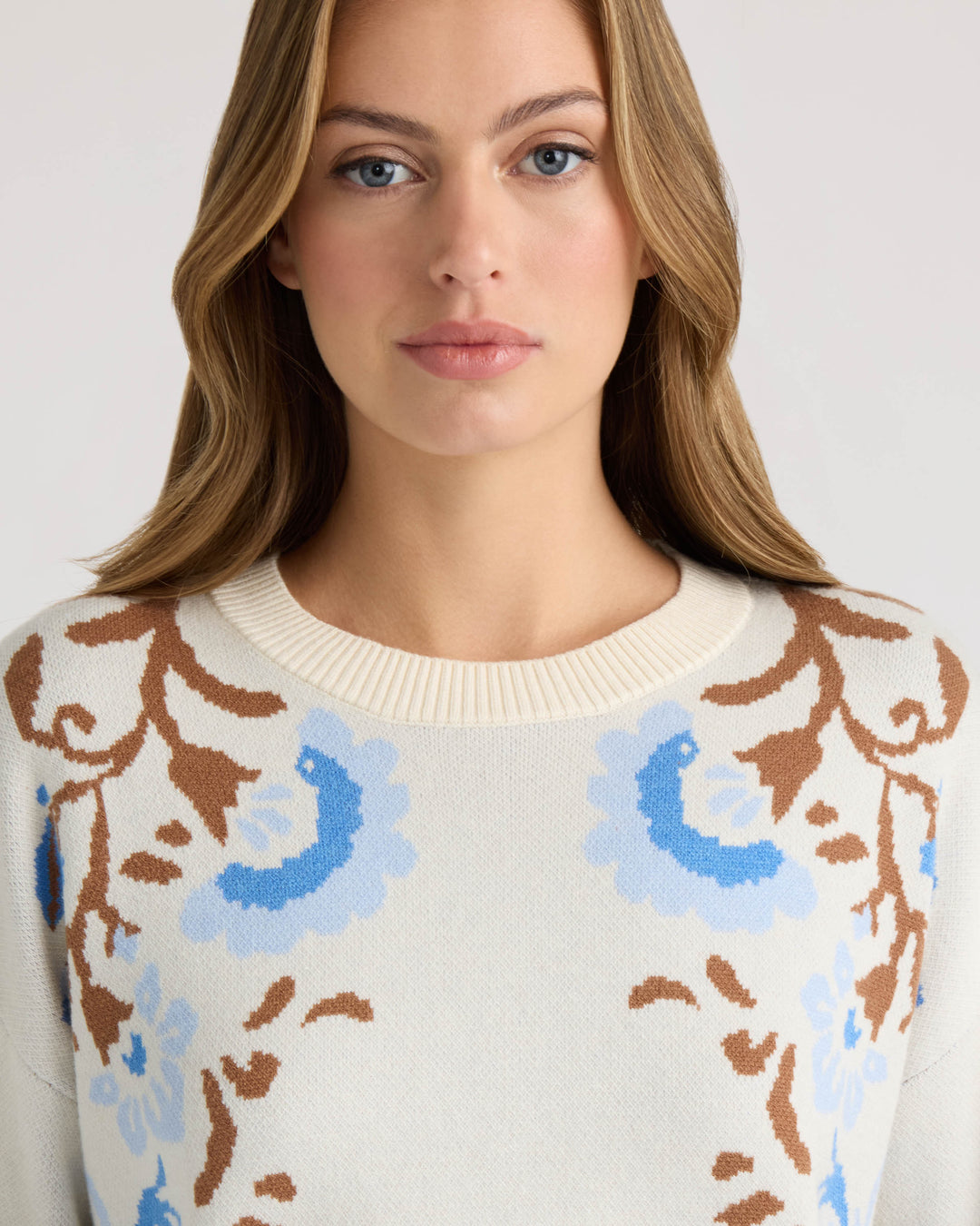 Round Neck Jacquard Sweater