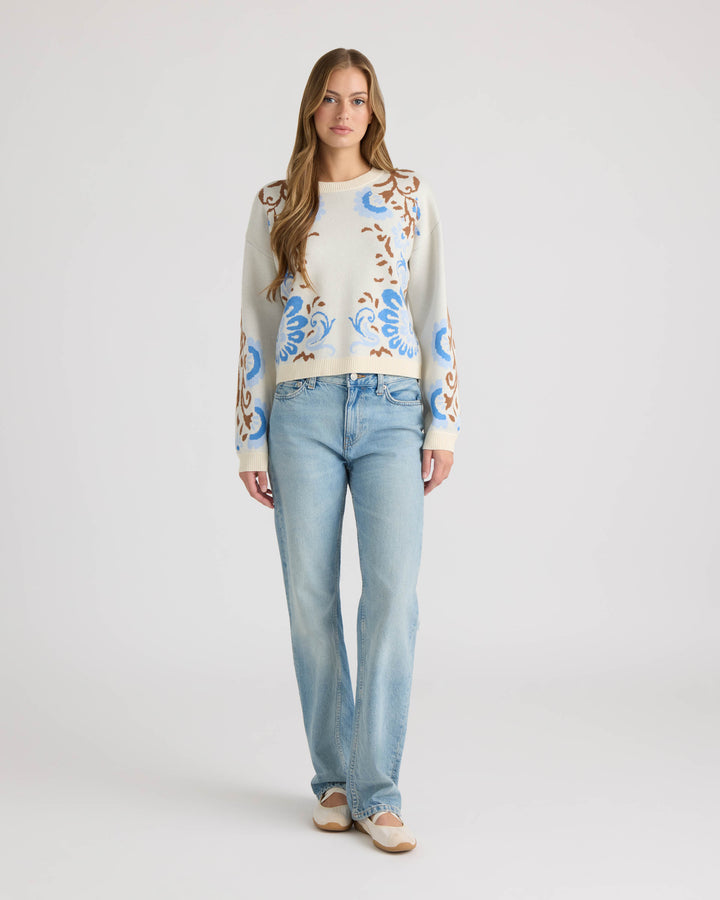 Round Neck Jacquard Sweater
